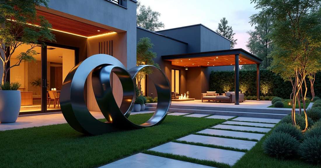Outdoor sculpture in a villa garden